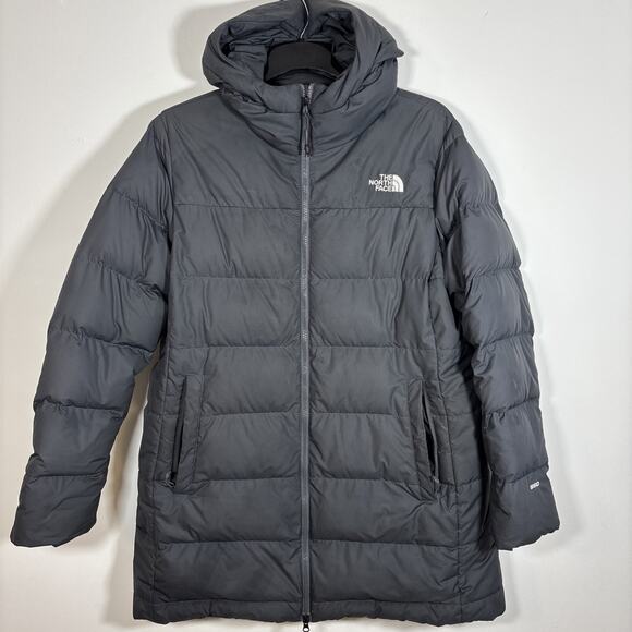 The North Face Gotham 550 Grey Puffer Coat Long XXL Hooded Down Feather Filled - Picture 1 of 10